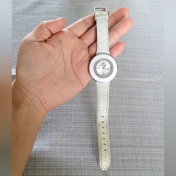 Swarovski Genuine Leather Strap Ladies Watch - White - Picture 5 of 6
